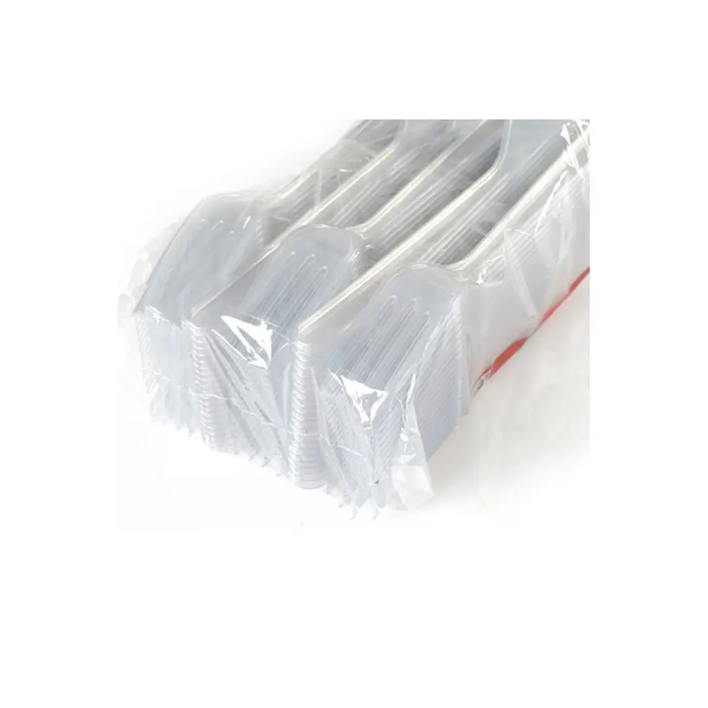 100 Lü Şeffaf Lüks Büyük Plastik Çatal