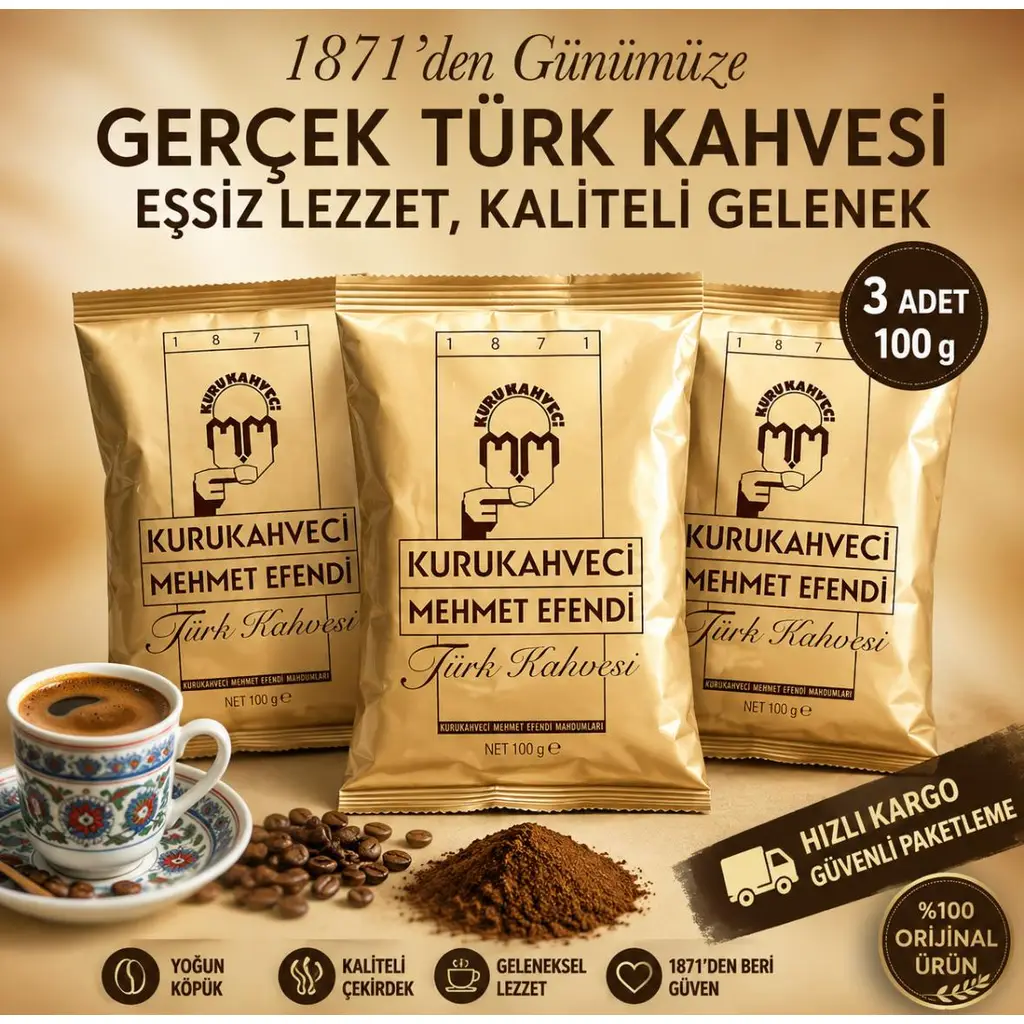 M.EFENDI TURK KAHVESI 100 GR*3 ADET VE 4 OZ BARDAK