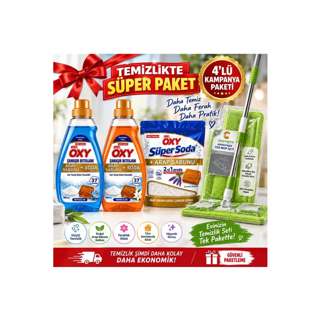 OXY SIVI CAMASIR DETERJANI ARAP SABUNU+ SODA BEYAZLAR 1460 M2 Lİ SET SODA MATİK VE PRATİK MOB 4 LÜSET
