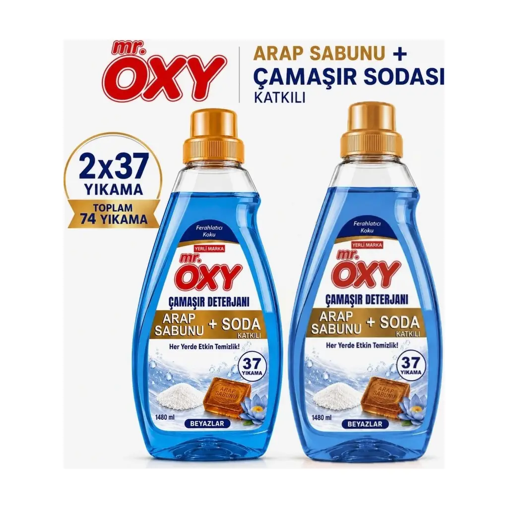 OXY SIVI CAMASIR DETERJANI ARAP SABUNU+ SODA BEYAZLAR 1460 ML 2 Lİ PAKET 