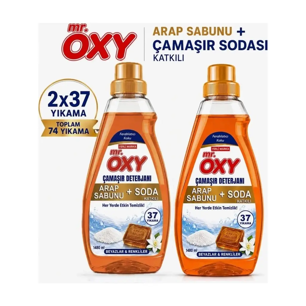 OXY SIVI CAMASIR DETERJANI ARAP SABUNU+ SODA BEYAZLAR & RENKLI 1460 ML*SARI* 2 Lİ SET
