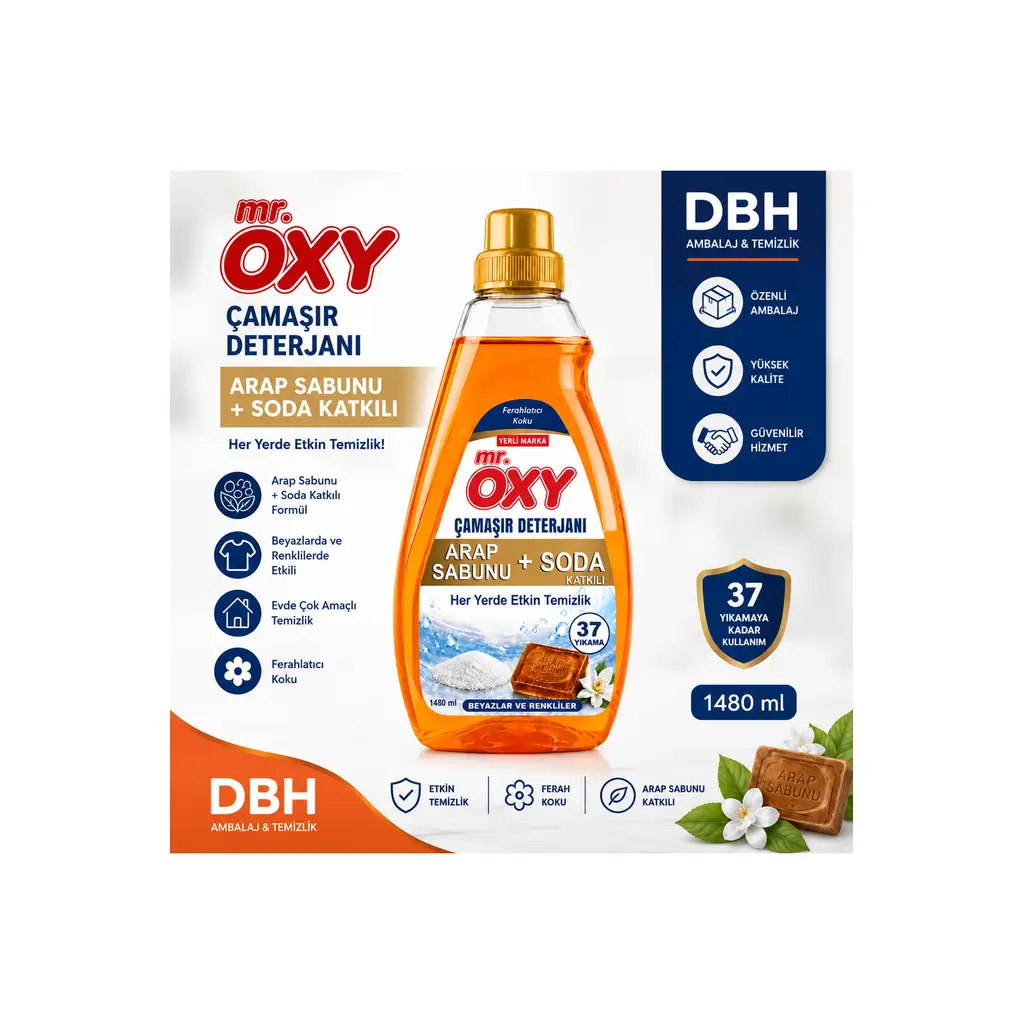 OXY SIVI CAMASIR DETERJANI ARAP SABUNU+ SODA BEYAZLAR & RENKLI 1460 ML*SARI*