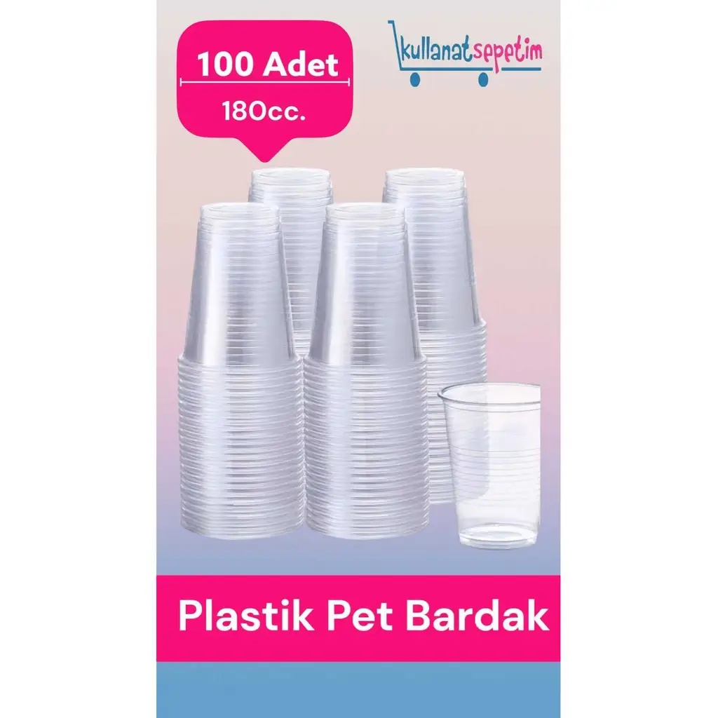 Plastik Pet Bardak Otomat Bardağı 180 cc 100 Adet