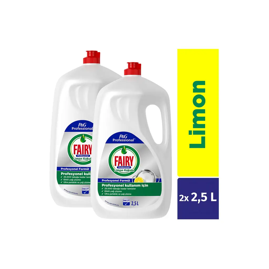 Profesyonel Sıvı Bulaşık Deterjanı Elde Yıkama Limon Kokulu 5 L (2 x 2,5 L) x2